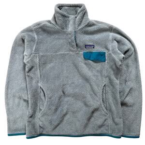 Patagonia Womens Medium Re-Tool Snap-T Polartec Fleece Gray Teal Pullover